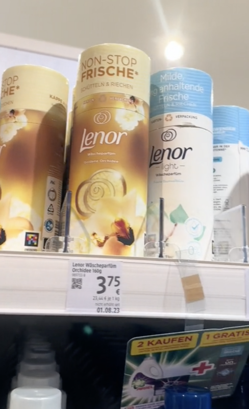 Boodschappen doen in Duitsland: lenor wasparels prijs in Duitsland