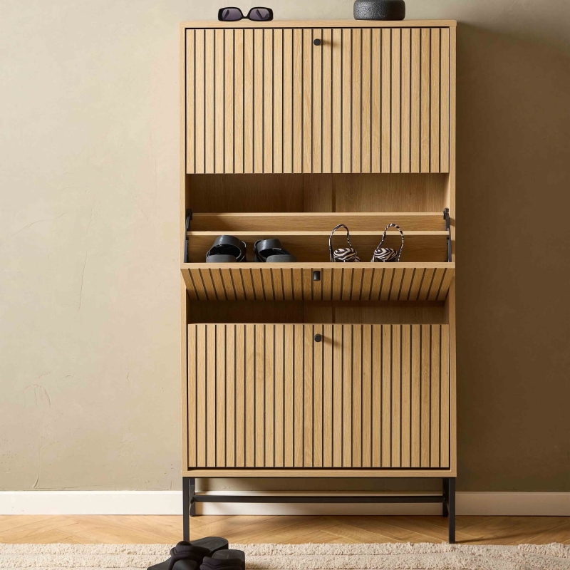by fonQ Lamina Schoenenkast - 3 Lades hout eiken