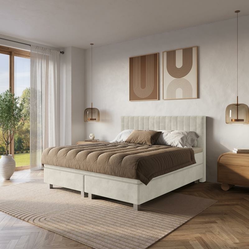 de boxspring van Action in de kleur beige