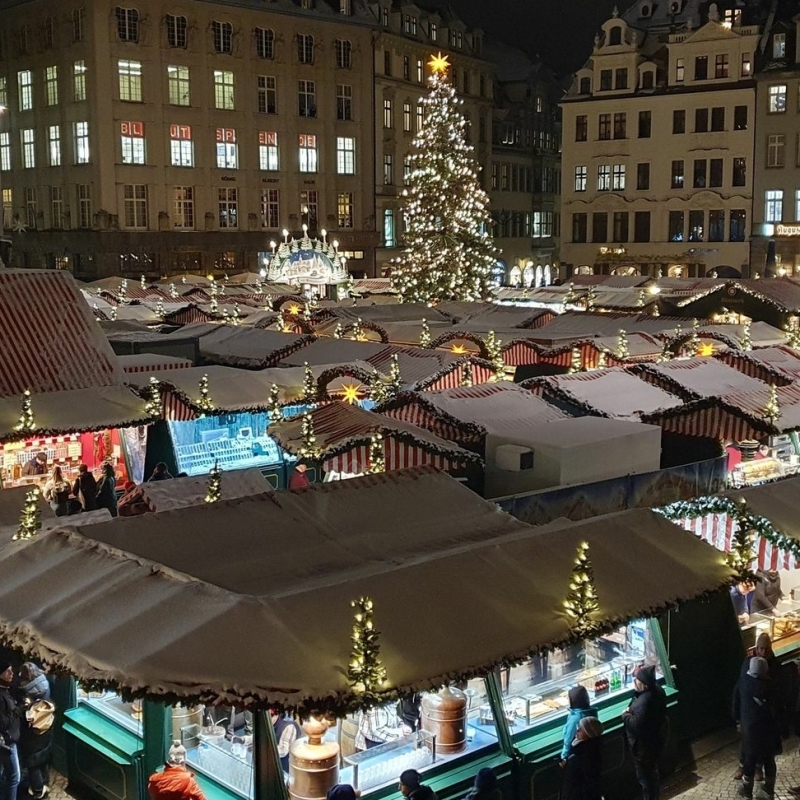 Kerstmarkt in Leipzig, Duitsland