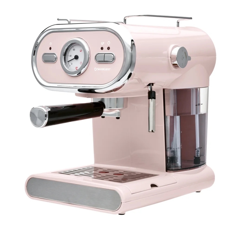 retro espressomachine van Lidl pastelroze