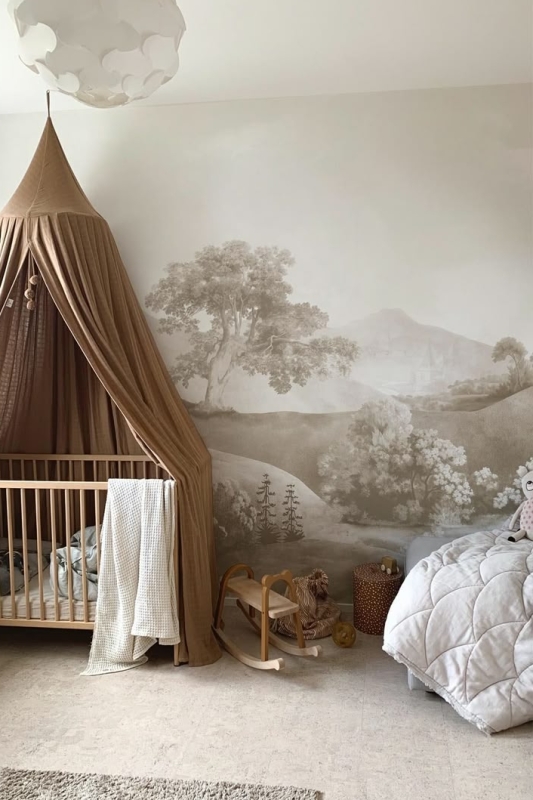 beige babykamer met wit