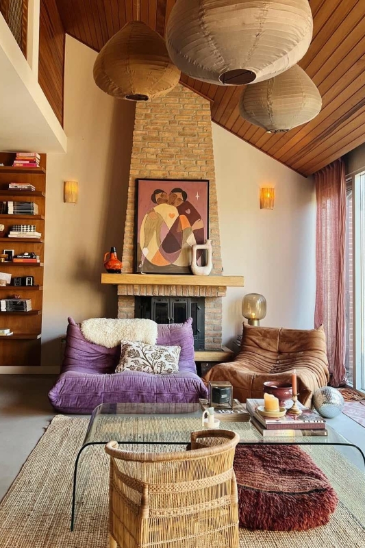 chic boho interieur kleurrijk woonkamer