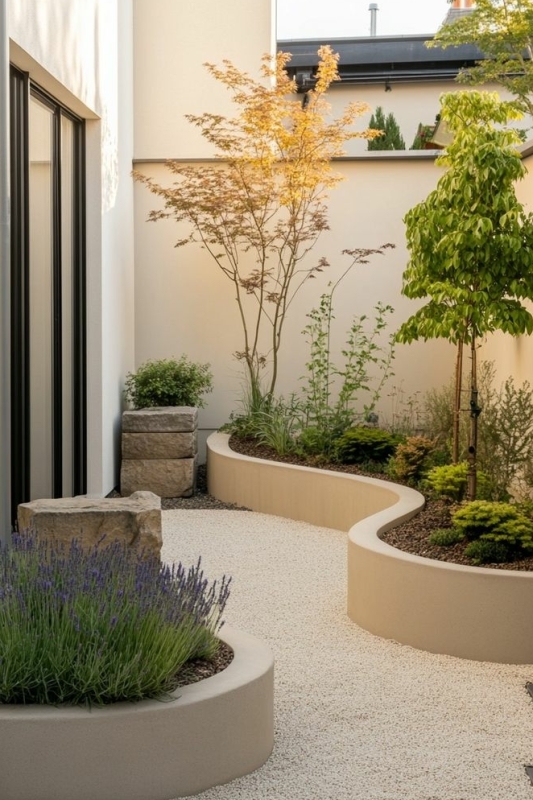 japandi tuin inspiratie: Strakke lijnen en zachte vormen
