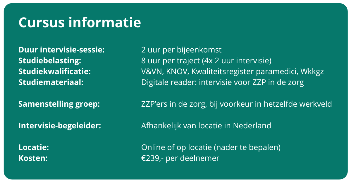 Intervisie ZZP'er in de zorg - zelfstandige in de zorg intervisie begeleide intervisie