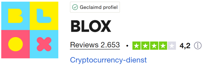 Trustpilot score BLOX crypto app 2025 – Uitstekende beoordelingen van Nederlandse gebruikers over eenvoud, iDEAL-betalingen en klantenservice van deze gebruiksvriendelijke crypto app voor beginners.