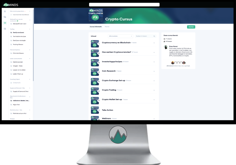 Overzicht Leeromgeving FXminds Crypto cursus