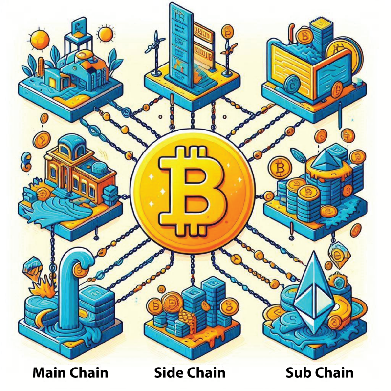 Overzicht Crypto Main, Side en Sub Chains