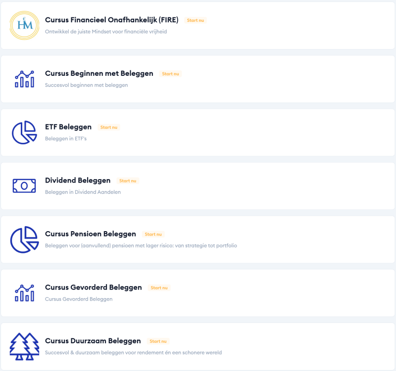 Overzicht alle cursussen van Happy Investors