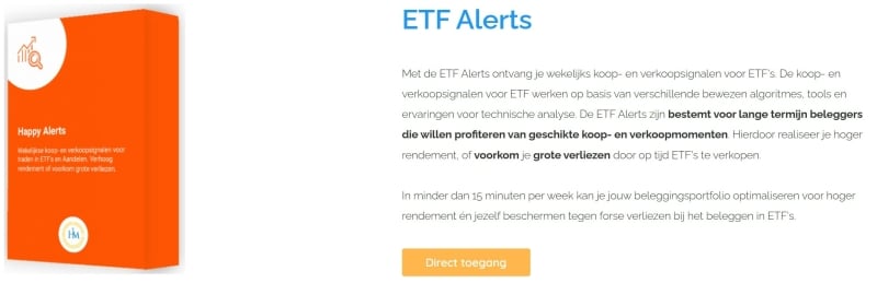 ETF alerts, voor een relatief klein bedrag altijd op de hoogte van de beste ETF's met bijbehorende analyses