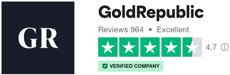 Trustpilot score van Gold Republic, investeren in edelmetalen