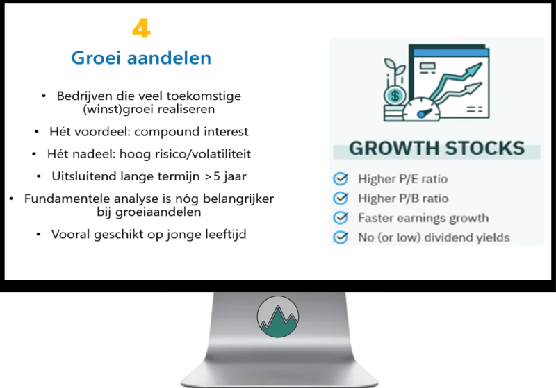 Belangrijkste eigenschappen over Groei Aandelen weergegeven in dit overzicht