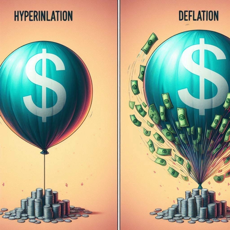 Hyperinflatie vergeleken met Deflatie