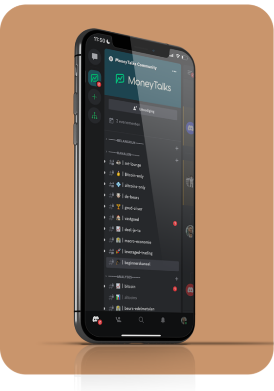 MoneyTalks Community afgebeeld op telefoonscherm