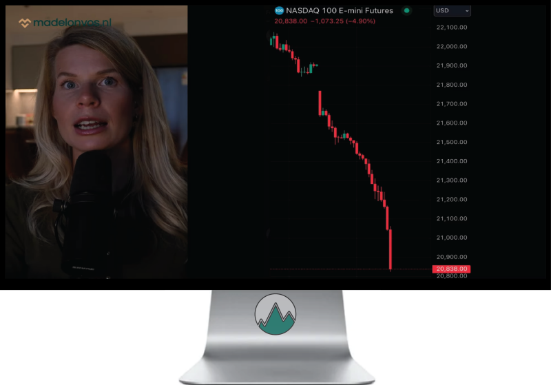 Impact van Deepseek op de Nasdaq van afgelopen periode weergegeven in een grafgiek met neerwaartse beweging