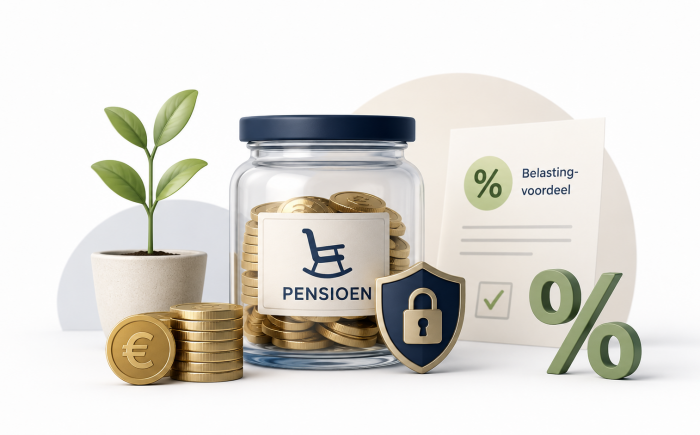 Illustratie van pensioen opbouwen met buffer, vrij vermogen en pensioenvermogen.