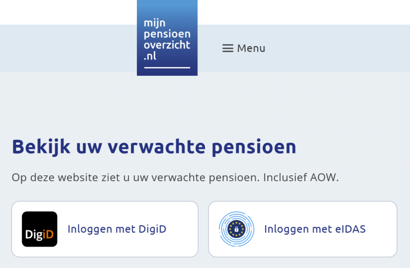 Inloggen op MijnPensioenoverzicht.nl met DigiD of eIDAS | Check je pensioen en ontdek of je een pensioentekort hebt!