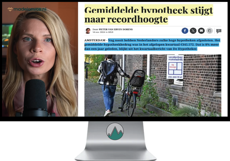 Artikel over de gemiddelde record stijging van hypotheken in Nederland