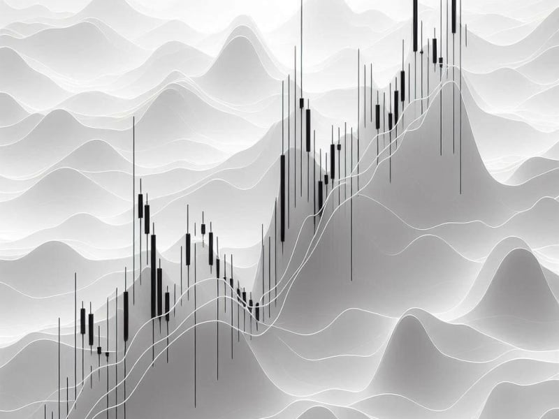 Opwaartse trading grafiek met trading candles weergegeven