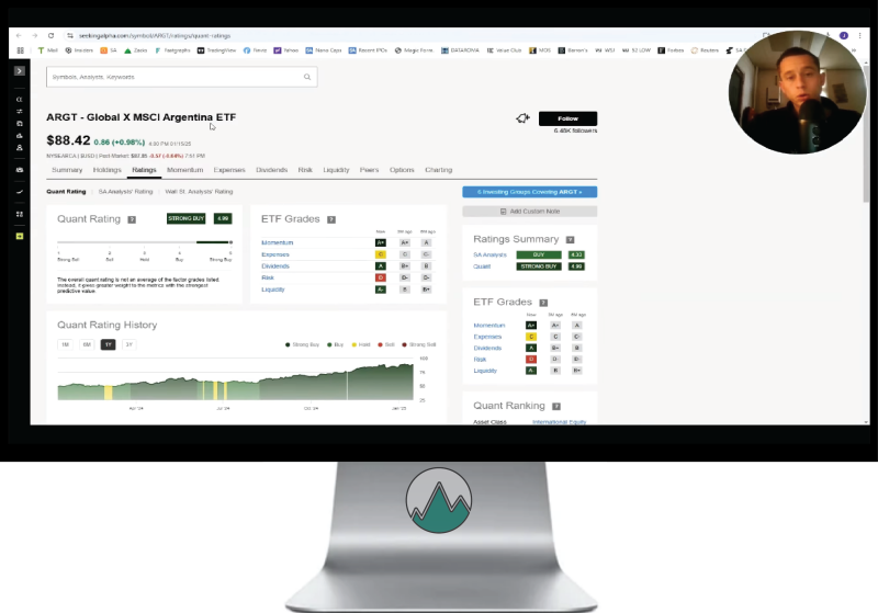 ARGT Global X MSCI Argentina ETF waarderingen en analyse weergegeven