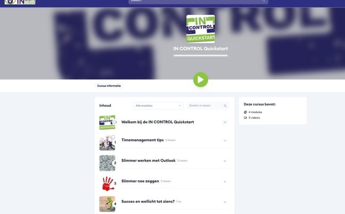 Online omgeving IN CONTROL Quickstart