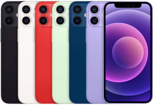 iPhone 12 Mini alle kleuren naast elkaar