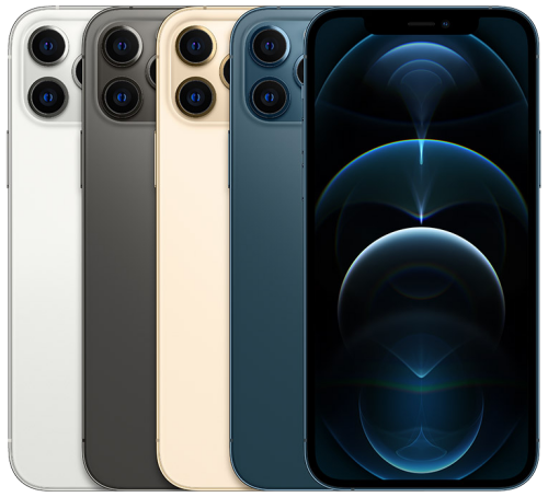 iPhone 12 Pro alle kleuren naast elkaar