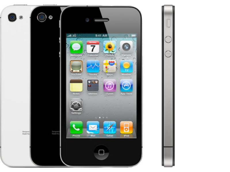 iPhone 4 voorkant achterkant zijkant in wit en zwart