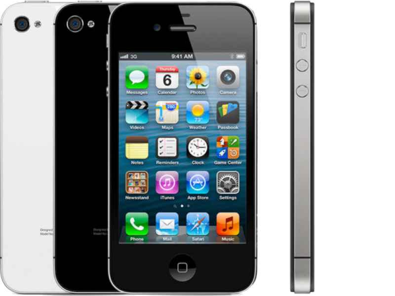 iPhone 4s voorkant achterkant en zijkant in wit en zwart
