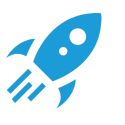 Logo met een raket waarmee snelheid wordt aangegeven