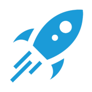 Logo met een raket waarmee snelheid wordt aangegeven