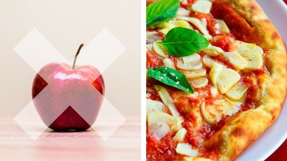 Een appel is niet gezond en een pizza niet ongezond