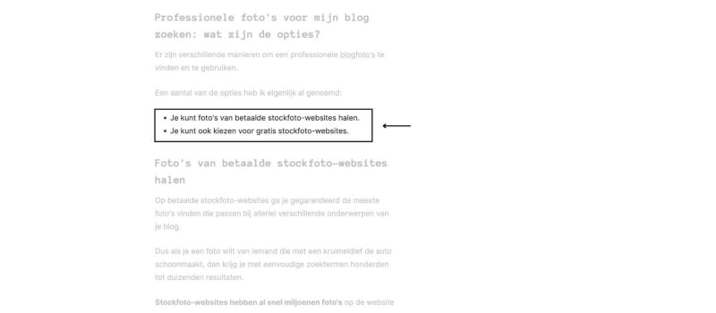 Meerdere regels in je opsomming in Wordpress.