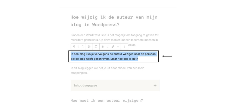 De tekst in je blog selecteren