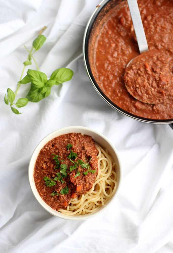 recept spaghetti bolognese walnoot vegan 2