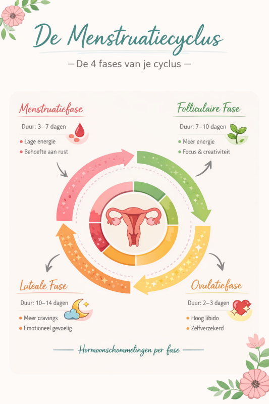 cyclus fases uitleg	menstruatiecyclus