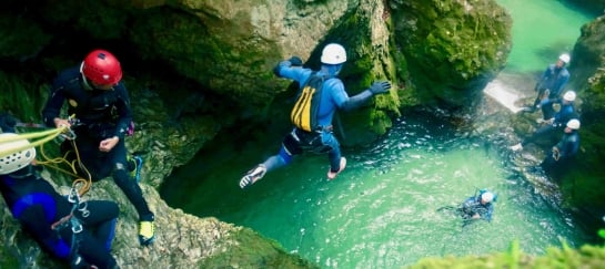 Canyoning bij Bled in Slovenie