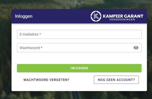 Inlogscherm mijn-kampeergarant