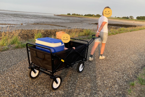 Lifegoods-bolderkar-70-kg-review-echt-getest-met-kind-op-strand