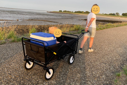 Lifegoods-bolderkar-70-kg-review-echt-getest-met-kind-op-strand