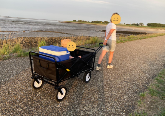 Beste-bolderkar-Lifegoods-bolderkar-70-kg-met-kind-op-strand