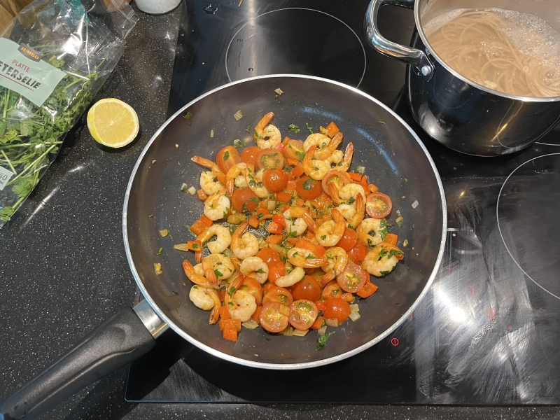 wokgarnalen pasta spaghetti