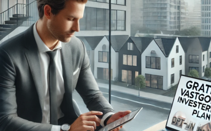 investeerder bekijkt gratis vastgoedinvesteringsplan passief indirect investeren in vastgoed zonder zorgen