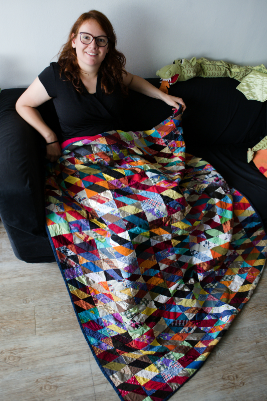 Rianne Kick Ass Quilts with her first colourful scrap quilt