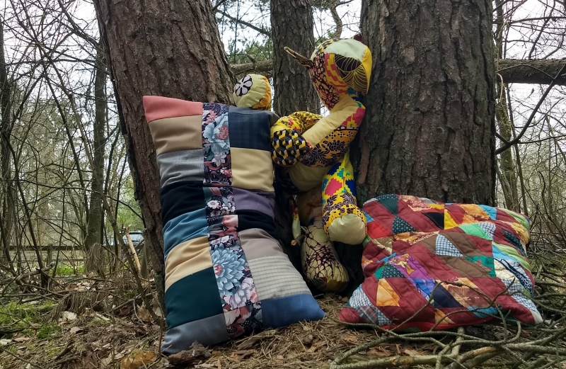 Quilted patchwork dromedary Magnificent Beast in a tree