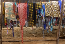 Upcycle kitenge farbic scraps from the tailor drying in the sun