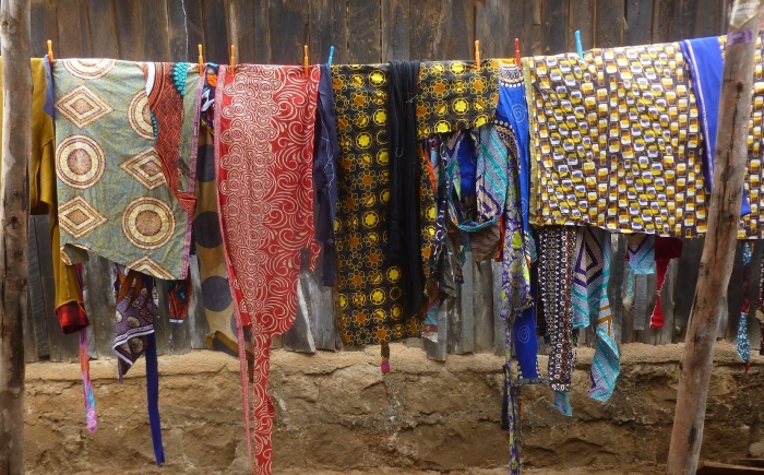 Upcycle kitenge farbic scraps from the tailor drying in the sun