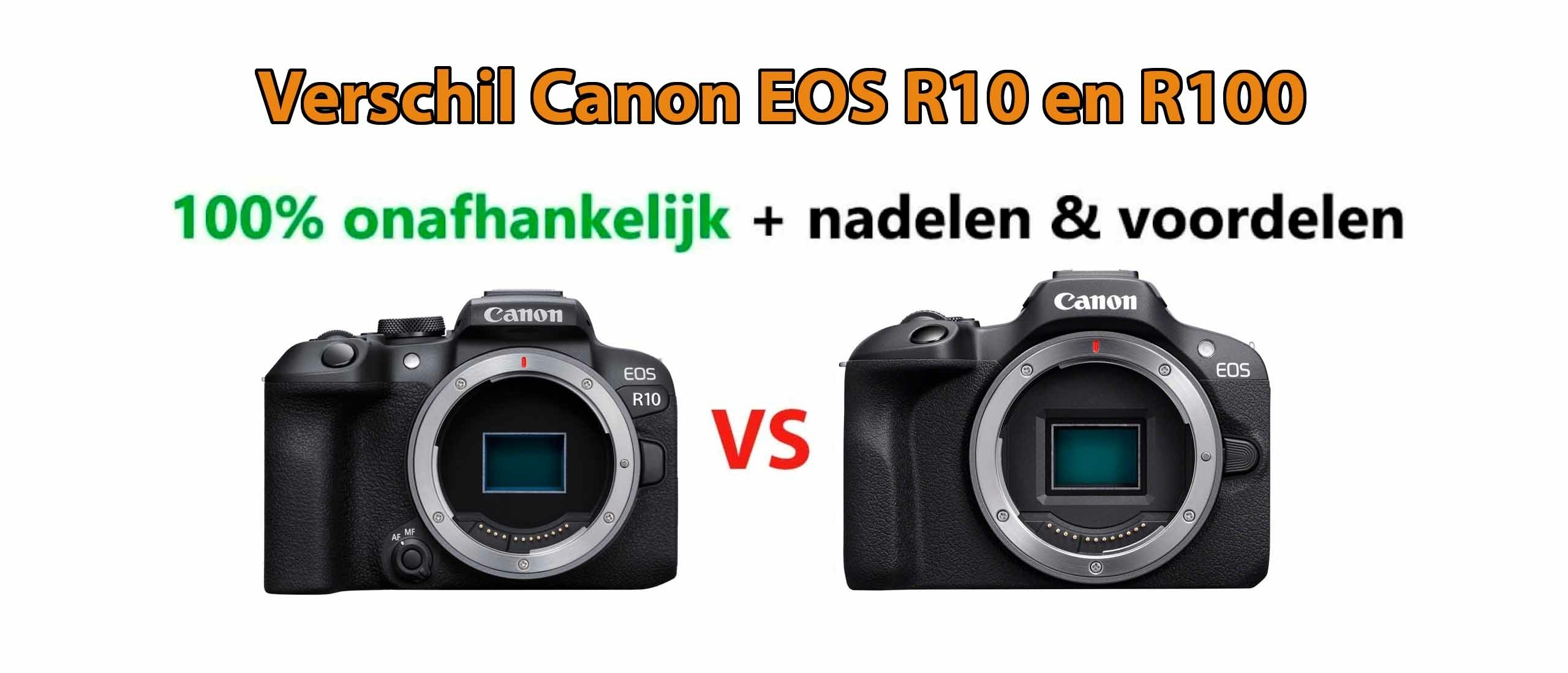 Verschil Canon EOS R10 en R100 systeemcamera