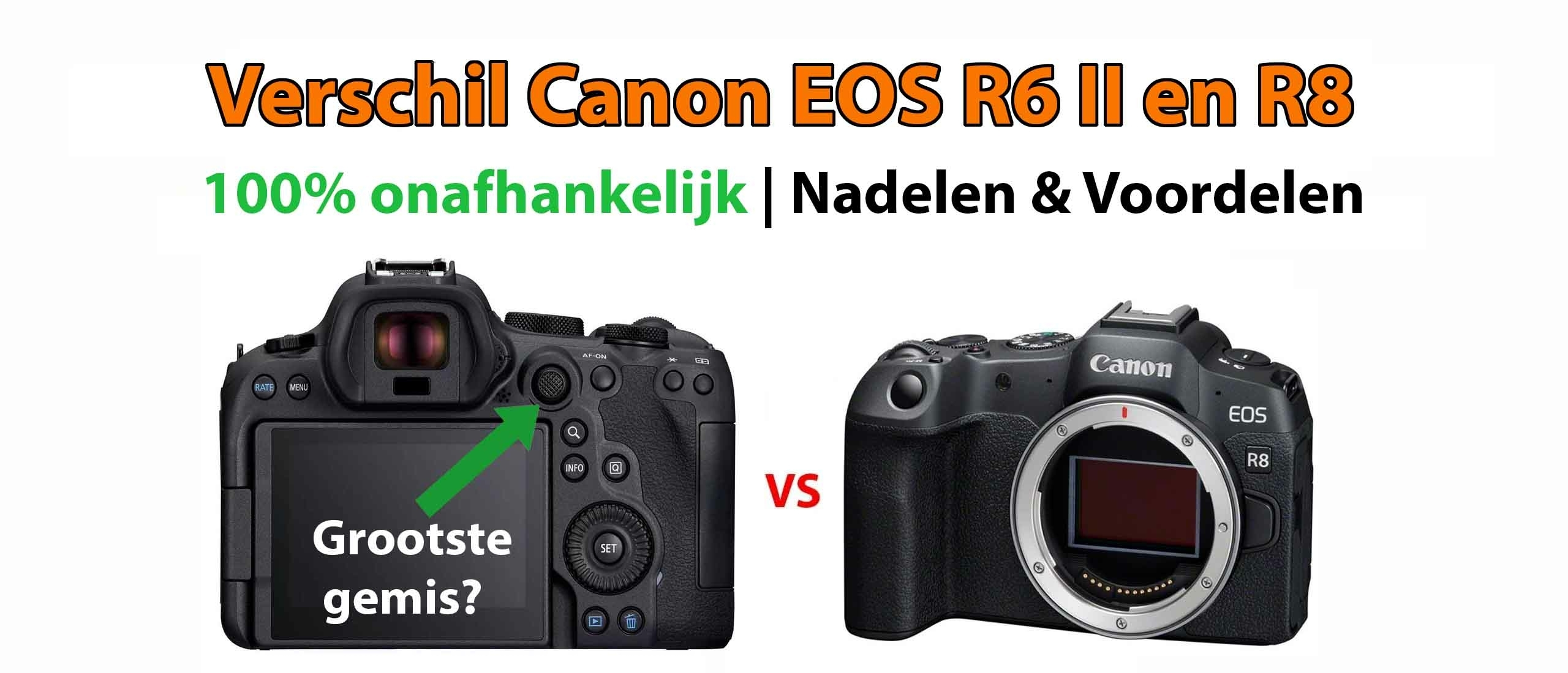 Verschil Canon EOS R6II en R8 systeemcamera