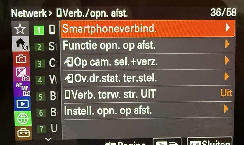 Smartphone verbinding Sony RX10 V Mark 5 Smartphone verbinding Sony RX10 V Mark 5